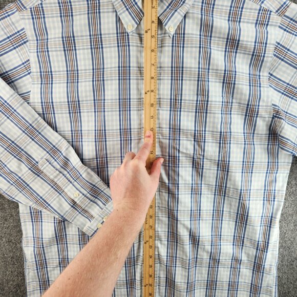 Brooks Brothers Large Blue Brown Plaid Long Sleeve Button Up Shirt Non-iron Men - Picture 11 of 16